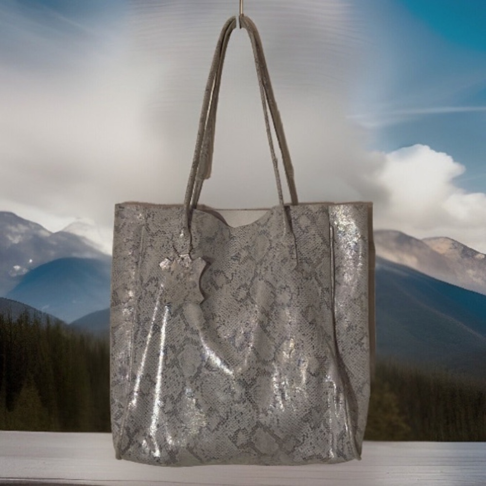 CoFi AMY TOTE: Multi Metallic Snake Skin Leather Tote Shopping Bag
